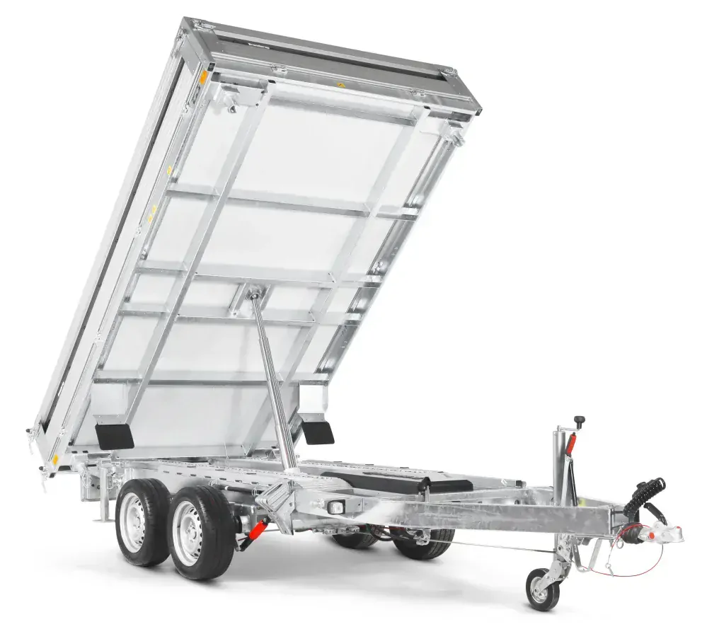 Třístranný elektrohydraulický sklápěč Brenderup s integrovanými nájezdy | 325 x 180 x 35 cm | 3000 kg