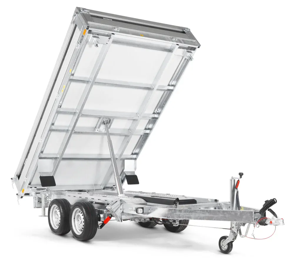 Třístranný elektrohydraulický sklápěč Brenderup TT5325ATB INTEGROVANÉ ALU NÁJEZDY | 325 x 180 x 35 cm | 3500 kg