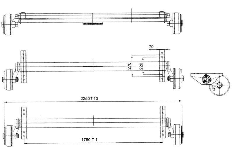Náprava AL-KO Plus B 1800-9 (1800 kg) a=1750 mm, 112x5 (zesílené patky)