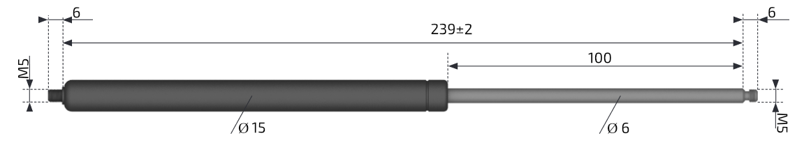 Plynová vzpěra AL-KO  239mm,  100N, M5-M5, 6/15