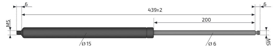 Plynová vzpěra AL-KO  439mm,  250N, M5-M5, 6/15