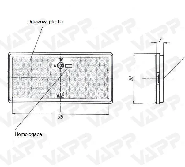 Odrazka bílá obdélníková Wital samolepicí 108x51 mm 