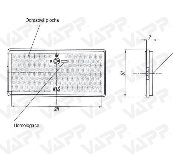 Odrazka oranžová obdélníková Wital samolepicí 108x51 mm