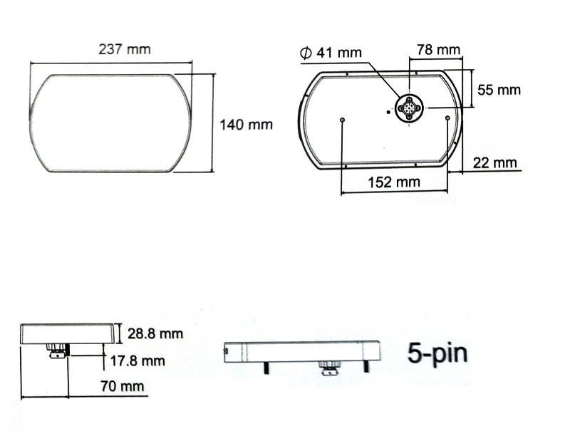 Svítilna Lucidity 26017 sdružená LED 12-24V, P-BL/BR/KO/CO, baj5