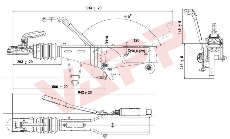 Nájezdová brzda KNOTT KRV 30B na jekl 100x100 mm