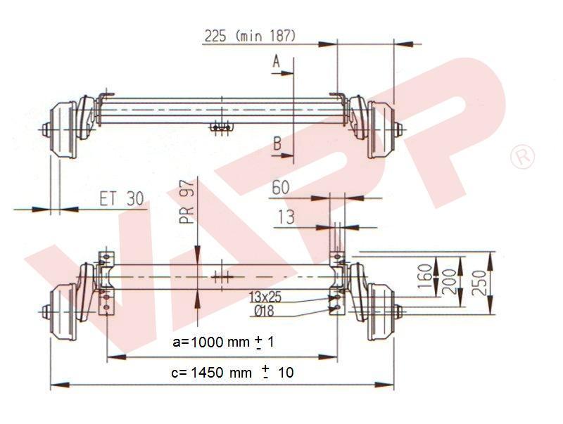 Náprava AL-KO Plus B 1600-3 (1500 kg) a=1000 mm, 112x5
