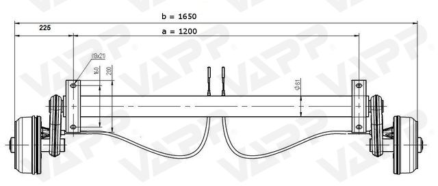 Náprava KNOTT GB 10 (1000 kg) b=1200 mm 200x50 (100x4)