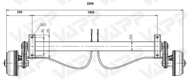 Náprava KNOTT GB 13 (1350 kg) b=1800 mm 200x50 (112x5)