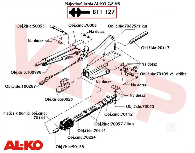 Tažná trubka nájezdové brzdy AL-KO 2,8 VB (pr. 60 mm)