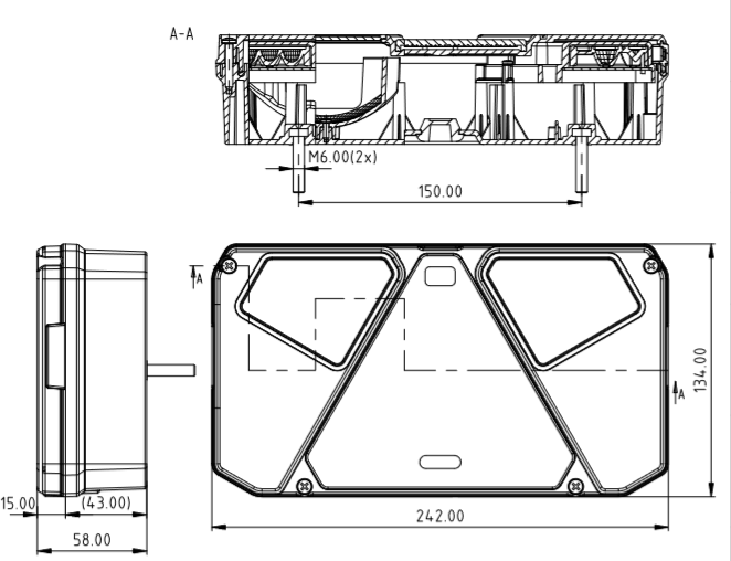 Svítilna WAS W125DŽP/960 sdružená LED-ŽÁROVKA 12-24V, P-BL/BR/KO/ML/CO, bajonet WAS 7pin