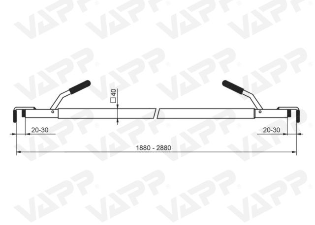 Zábrana mezibočnicová 1880-2880mm, zn - rozpěrná tyč