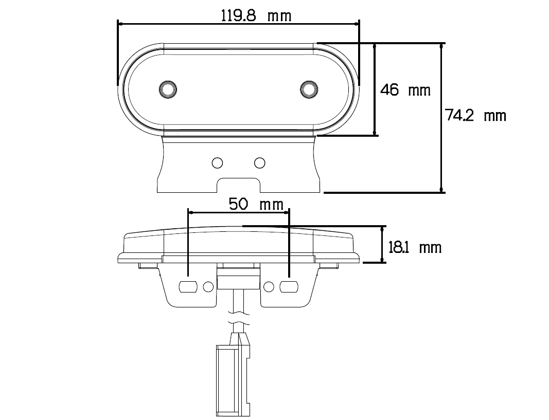Svítilna boční obrysová LED Lucidity 26252, 12-24V, s odrazkou, konektor PRS, 0.5 m, NOVINKA