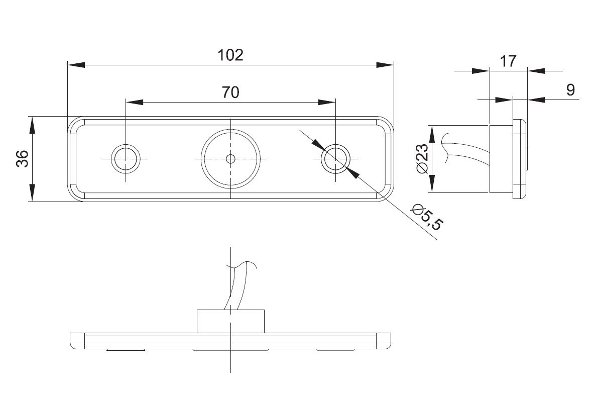 Svítilna boční obrysová LED Fristom FT-004 Z,  s odrazkou, QS150