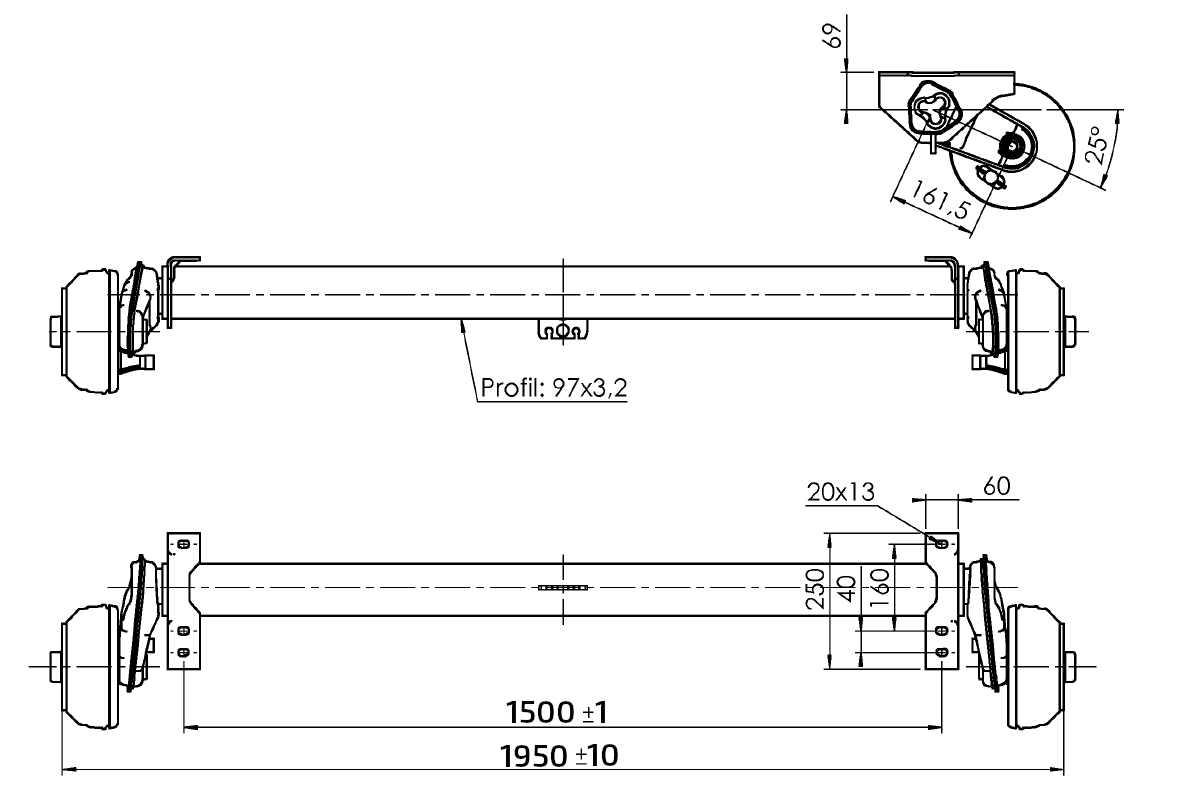 Náprava AL-KO Compact WASSER B 1200-6 (1350 kg) a=1500 mm, 112x5
