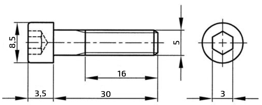 Sada nerez. šroubů pro uchycení autozásuvky (3 ks 5x30+M5 samoj.)