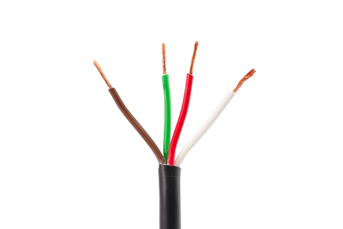 Kabel 4x0,75 mm2, hnědá/ bílá/ červená/ zelená, balení 200 m