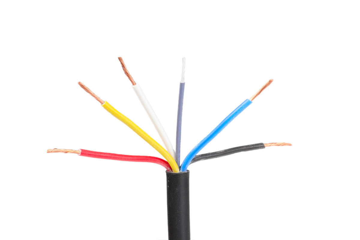 Kabel 5x0,75 mm2, černá/ bílá/ červená/ žlutá/ modrá, balení  50 m