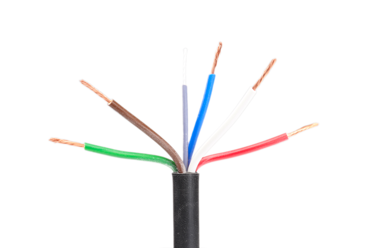 Kabel 5x0,75 mm2, hnědá/ bílá/ červená/ zelená/ modrá, balení  50 m