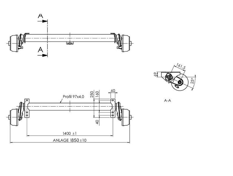 Náprava AL-KO Compact B 1600-3 (1500kg) a=1400mm, 112x5