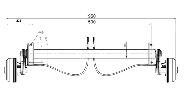 Náprava KNOTT GB 10 (1000 kg) b=1500 mm 200x50 (100x4) kovaná ramena
