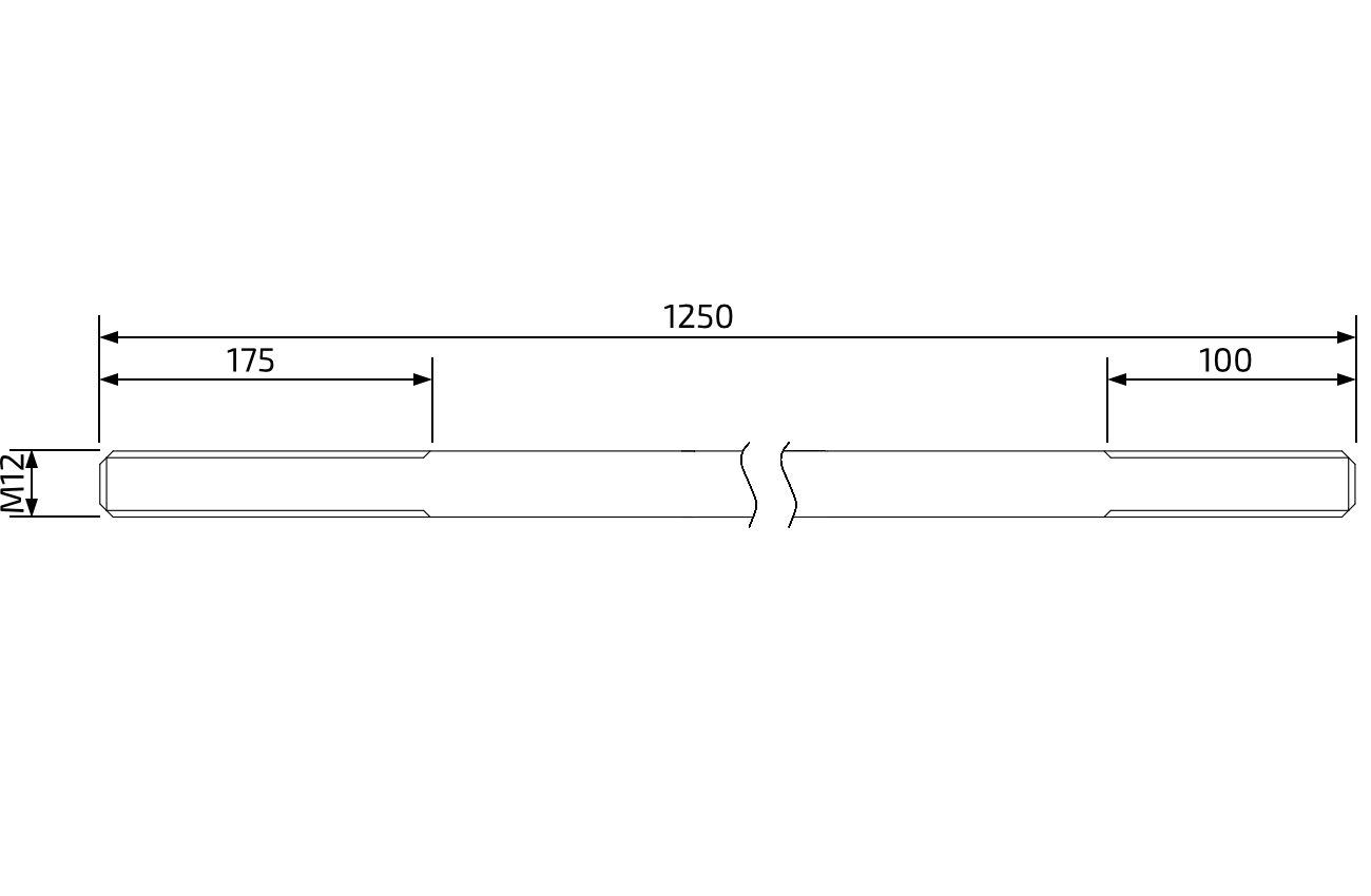 Táhlo brzdové M12x1250mm, pozink - VÝPRODEJ