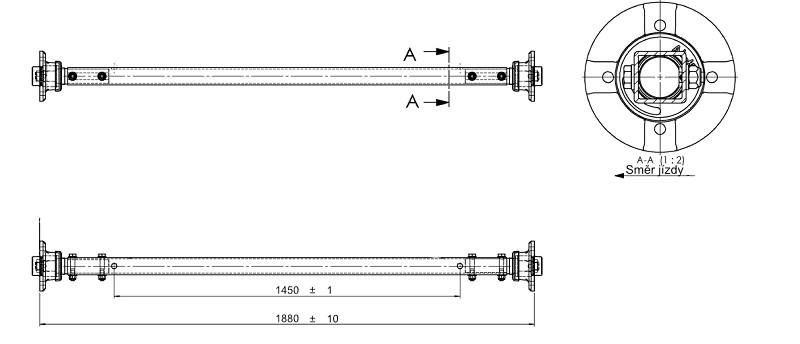 Náprava AL-KO Starr Plus LS ( 750kg) a=1450 mm, 100x4
