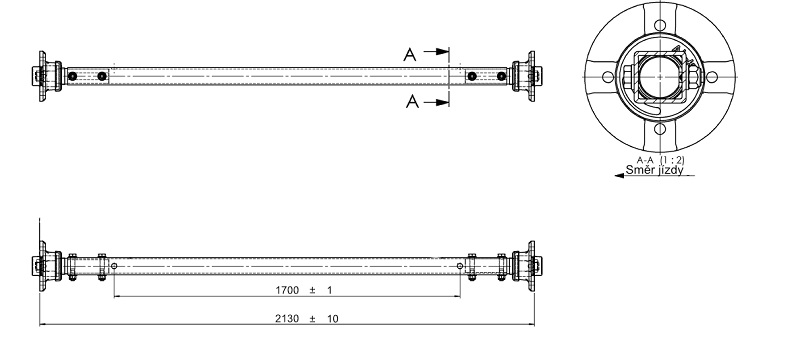Náprava AL-KO Starr Plus LS ( 750kg) a=1700 mm, 100x4