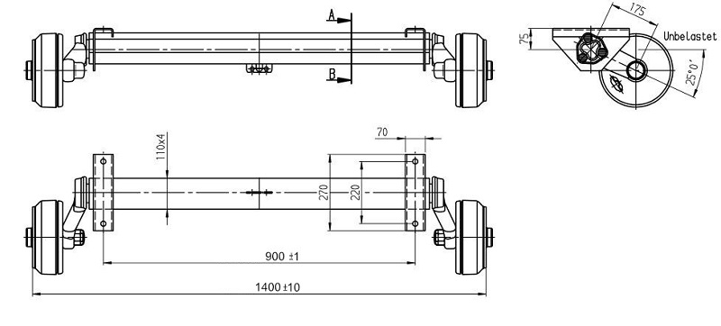 Náprava AL-KO Plus B 1800-9 (1800 kg) a= 900mm, 112x5