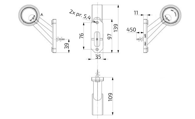 Svítilna doplňková obrysová LED HORPOL LD 725L 12-24V, levá