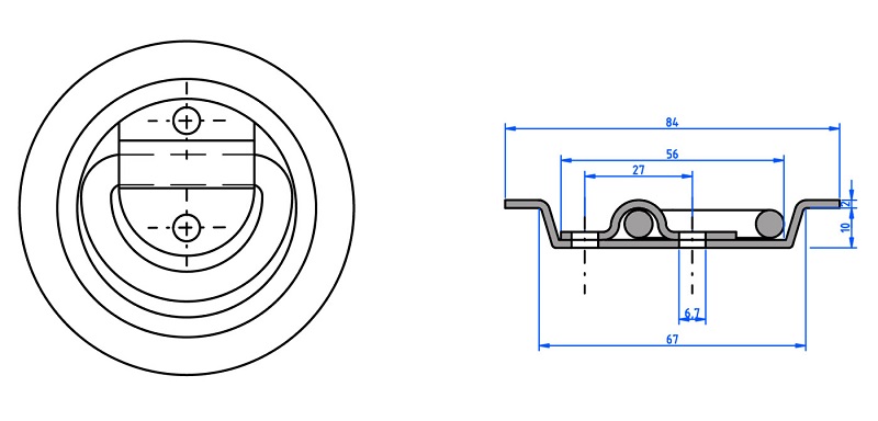 Kotevní miska kulatá pr. 84 mm (zápustná, 750 kg)