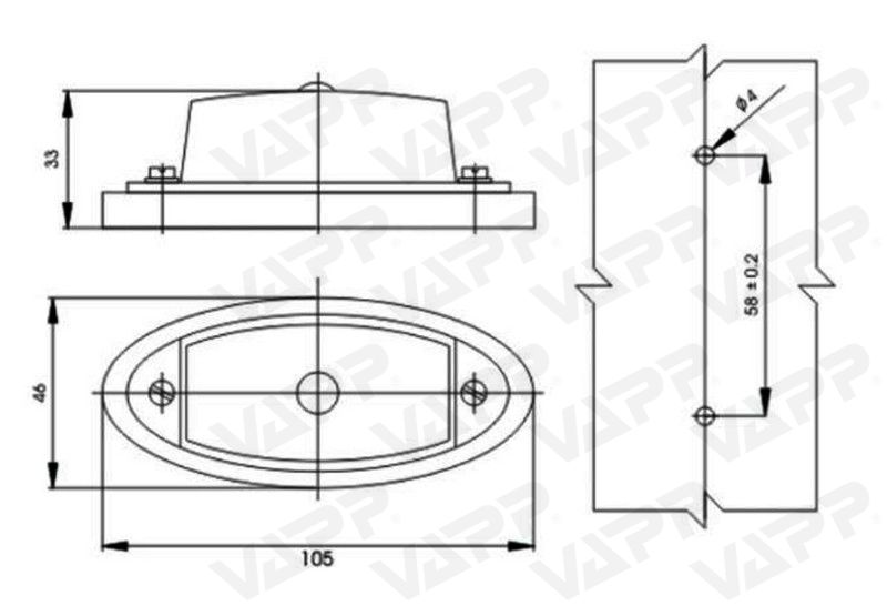 GMAK Svítilna boční obrysová GMAK G17 s odrazkou