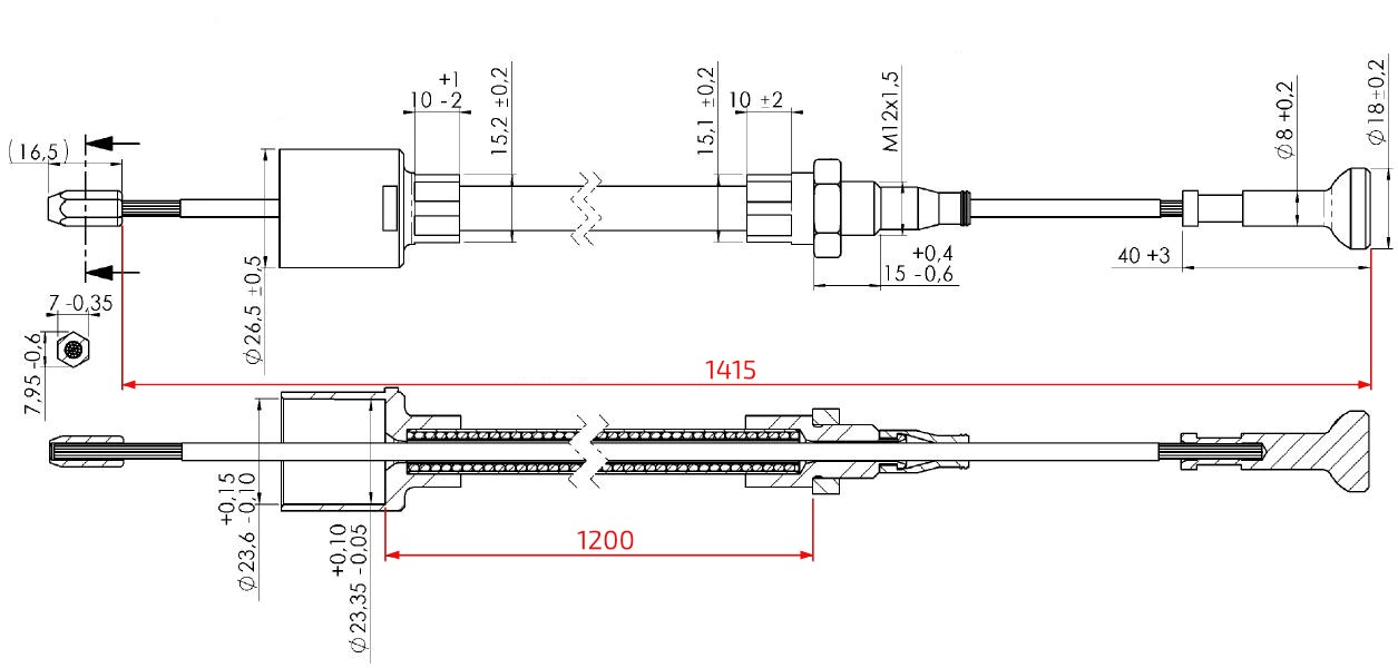 Lanovod brzdový AL-KO Profi Long life 1200/1415 mm rychlomont. (s čočkou)
