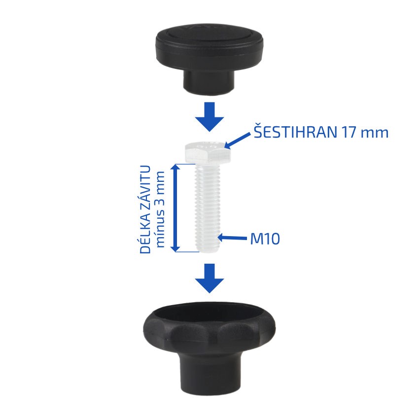 Hlava - růžice plastová pr. 50 mm ke šroubu M10