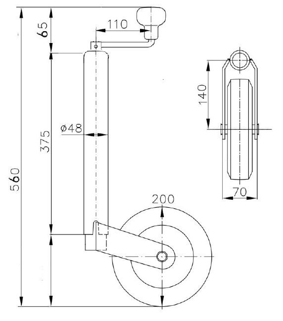 Kolečko opěrné prům. 48 mm (ocelový disk) 150 kg