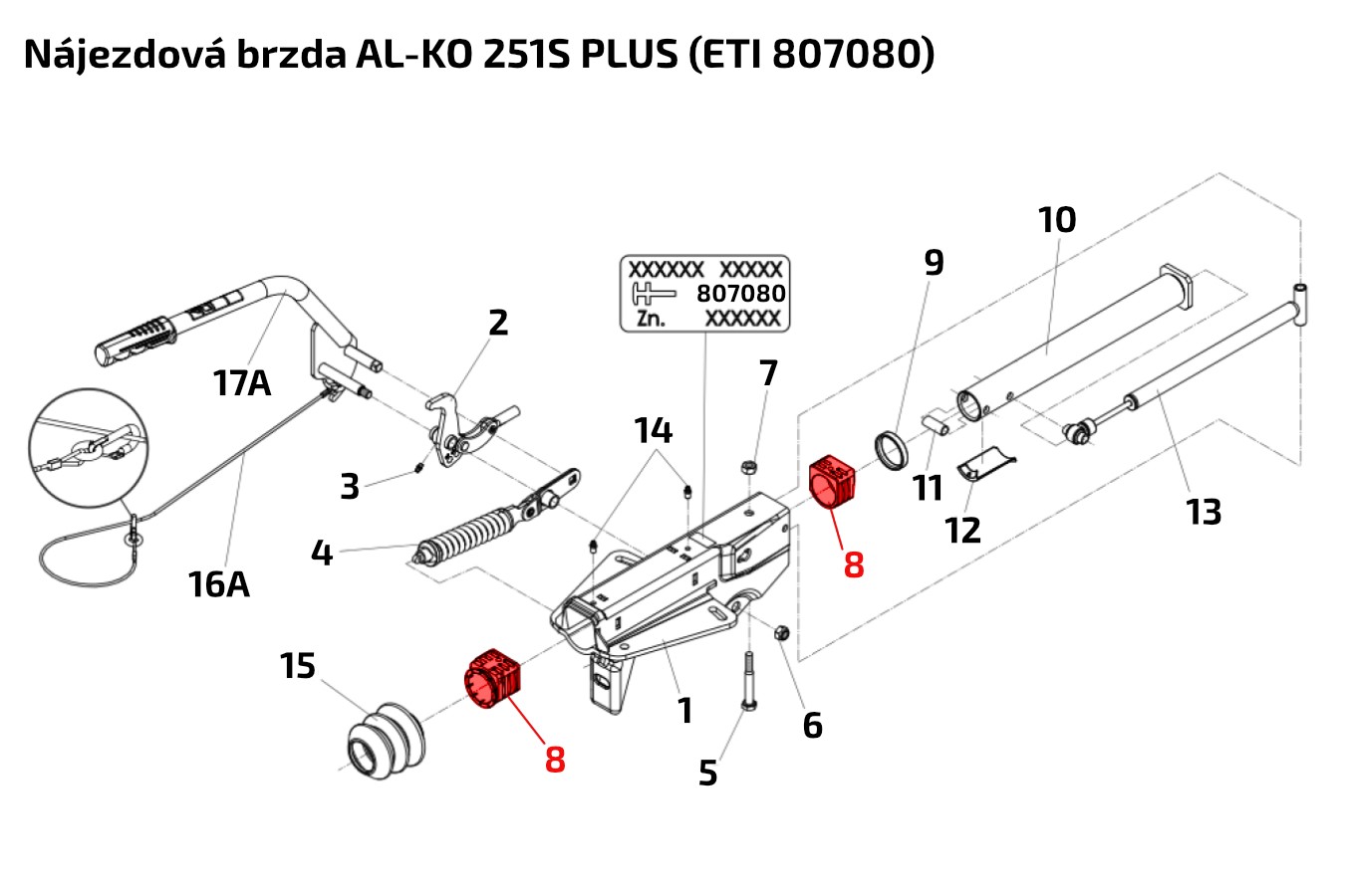 Pouzdra brzdy AL-KO 161S,251S,251G PLUS pr. 50 mm (přední + zadní)