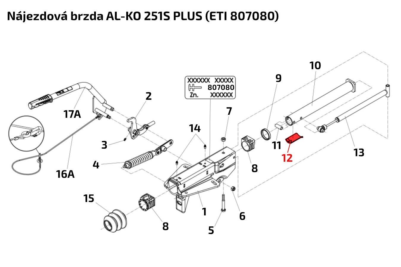 Tažná trubka nájezdové brzdy AL-KO 251S PLUS (pr. 50 mm)
