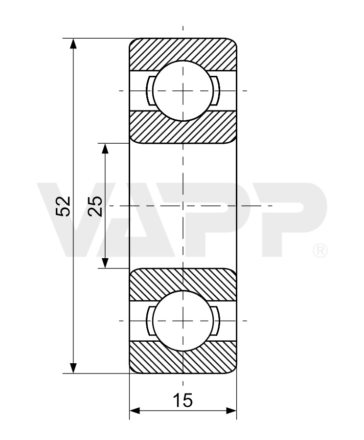 Ložisko kuličkové SPORTJACHT zapouzdřené 6205 (52x25/h15) - výprodej