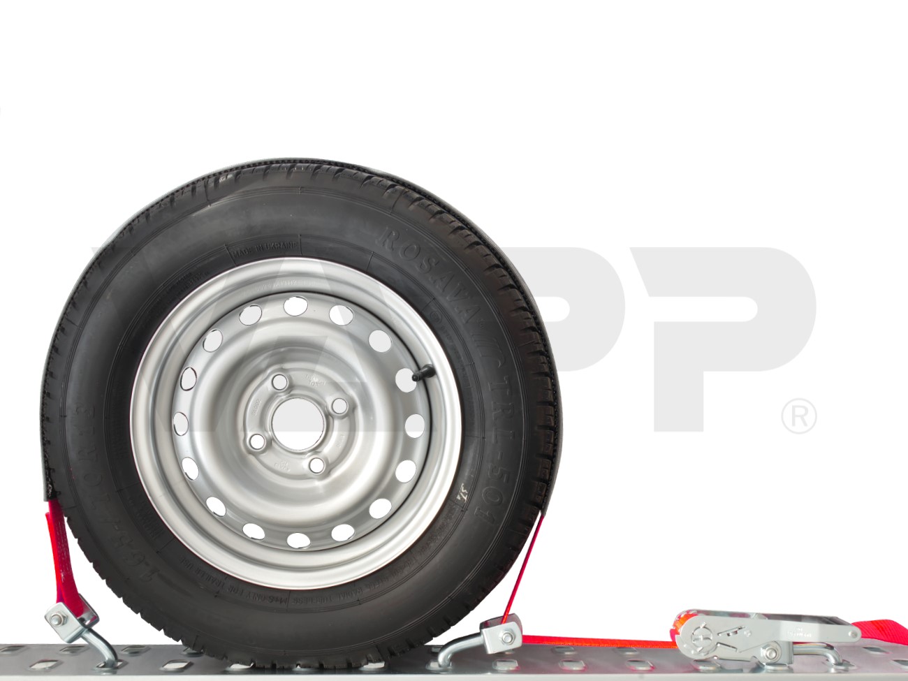 Upínací souprava pro převoz vozidel "přes kolo" 50mm, 2,8m, 5t, 2x ot.hák,ochrana,VDI 2700