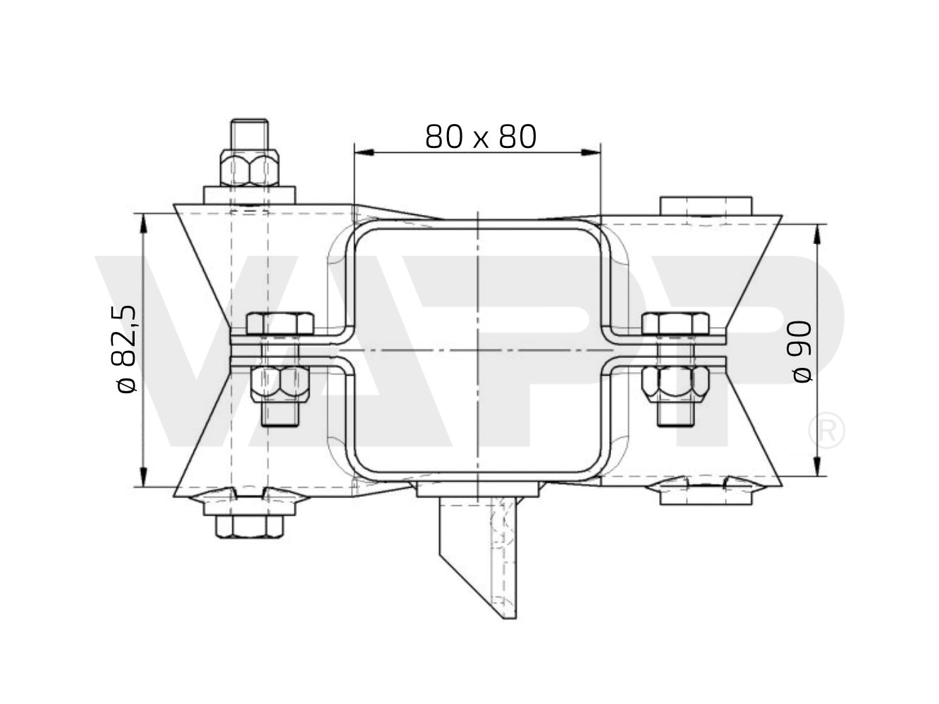 Spojnice oje a nápravy KNOTT pr. 80/90 mm
