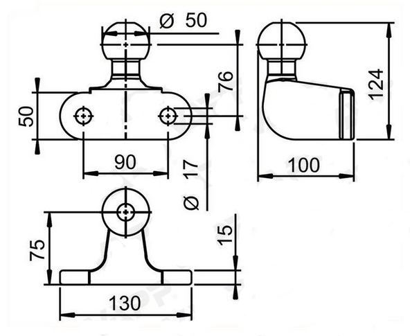 Koule ISO 50 AL-KO 7148 2T17 EA 90, pr. 50 mm, 2000 kg, příruba