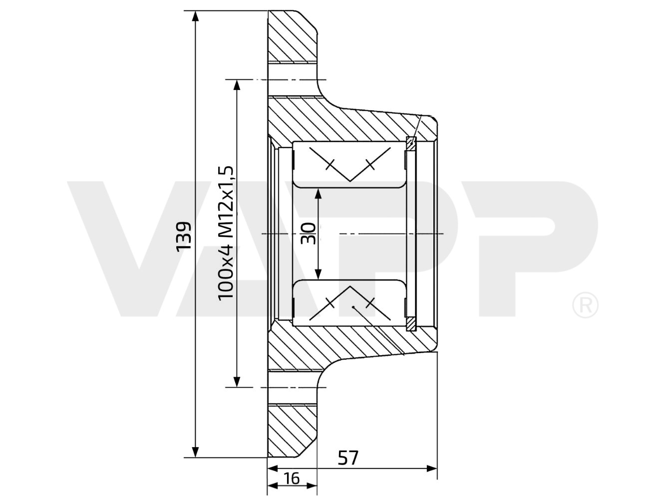Náboj nebržděný AL-KO 100x4 compact k nápravě OPTIMA UBR 700-5 (k ETI 811676)