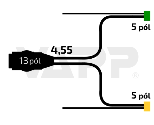 Kabeláž 4,55 m/13-pól/baj5, vývody QS75, VAPP UNI/PROFI 3, 4 Lucidity kompatibilní