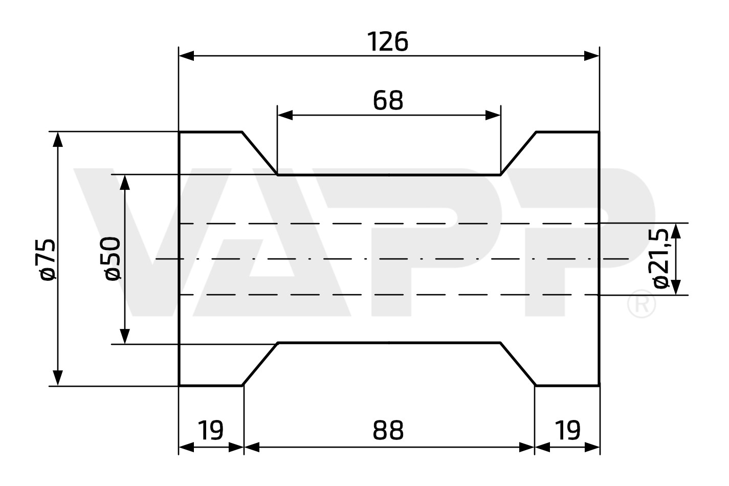 Rolna COMPACT kýlová pr. 75x126 mm/pr. 21,5 mm