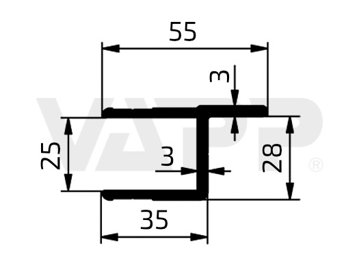 Profil lemovací "h", 298 mm eloxovaný