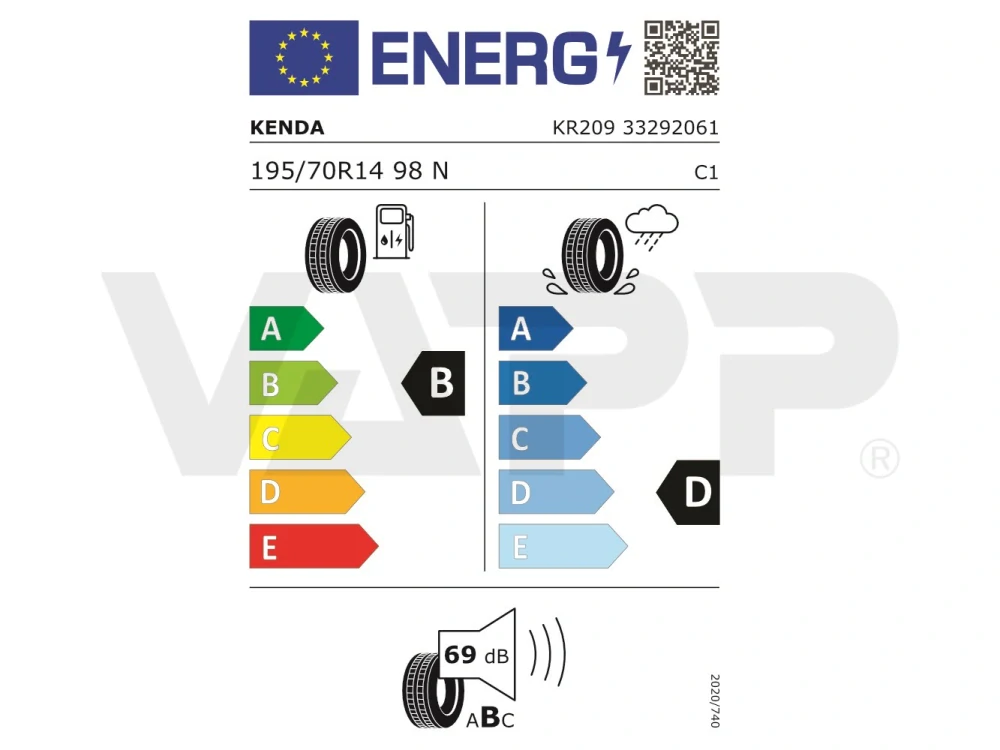 Pneu 195/70 R14 98N Kenda (750 kg)