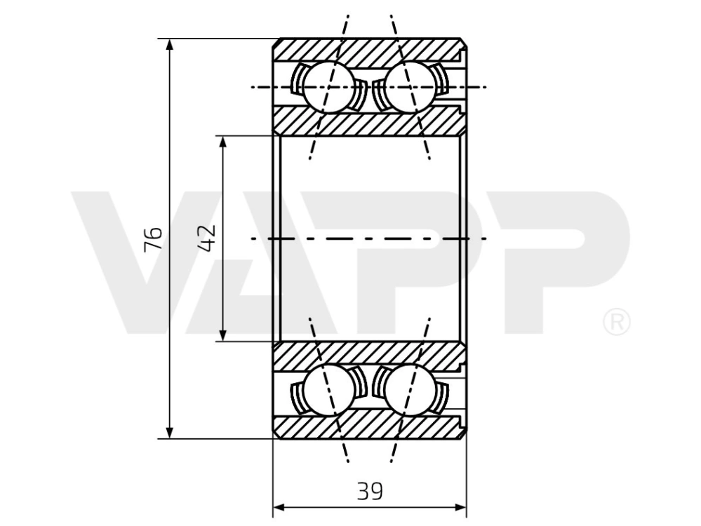 Ložisko do bubnu 200x50 Ifor Williams (76x42x39mm) FAG