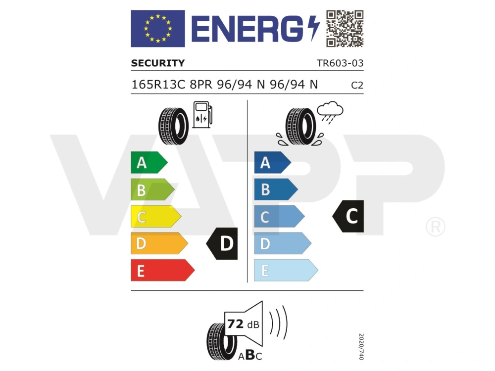 Pneu 165 R13 C 96/94N Security TR603 (710 kg) M+S
