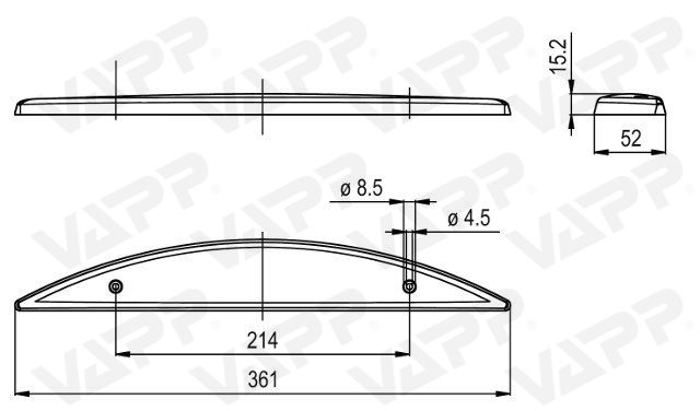 Svítilna brzdová doplňková LED ZHBL25 červená plochá, 12V (12 diod) 