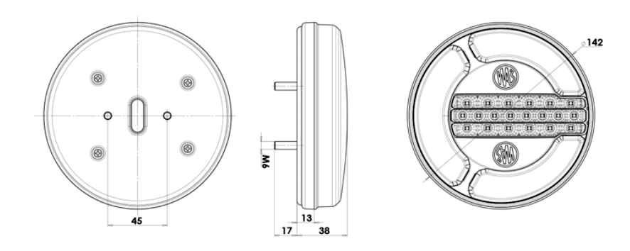 Svítilna WAS W153/1128 sdružená LED 12-24V, P-L, BL-dynamický/BR/KO, kabel 2m 