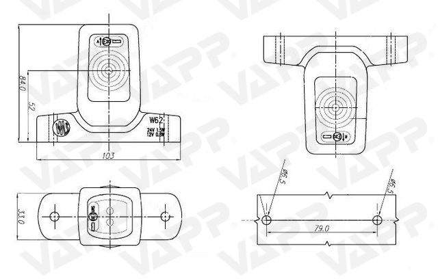 Svítilna doplňková obrysová LED WAS 286, 12-24V, 84 mm 